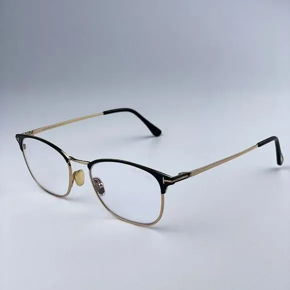 Tom Ford FT5750-B 001 Eyeglasses Black Gold Blue Block Square Unisex - Picture 5 of 12